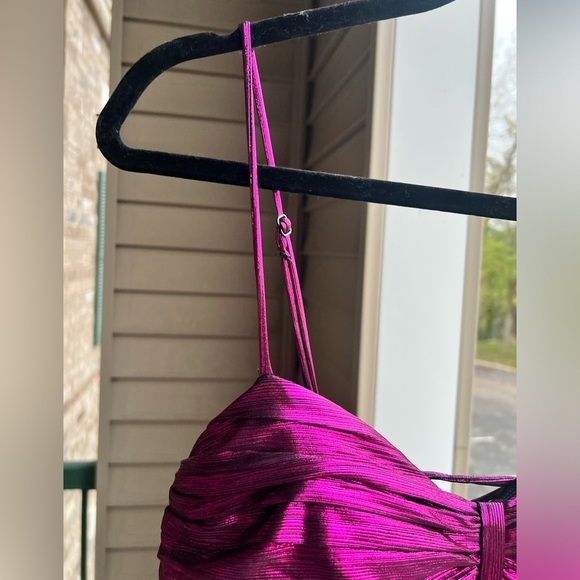 🆕✨City Studio Magenta Pleated Gown Long Formal Dress 9/10 Shiny Satin Prom Maxi - Picture 10 of 17